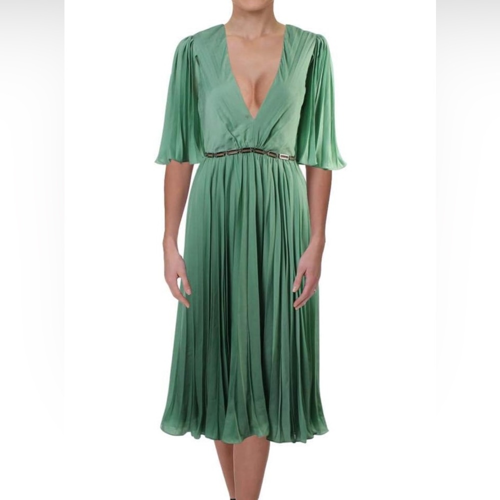 NWT Halston Heritage Cape empire waist dress in meadow green size 4